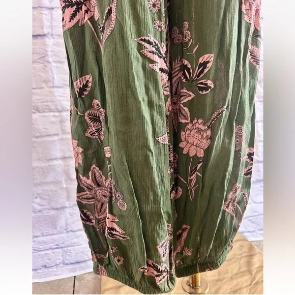 New York & CO Strapless Jumpsuit Tropical Floral Green & Pink Vacay Date Night - Picture 2 of 4